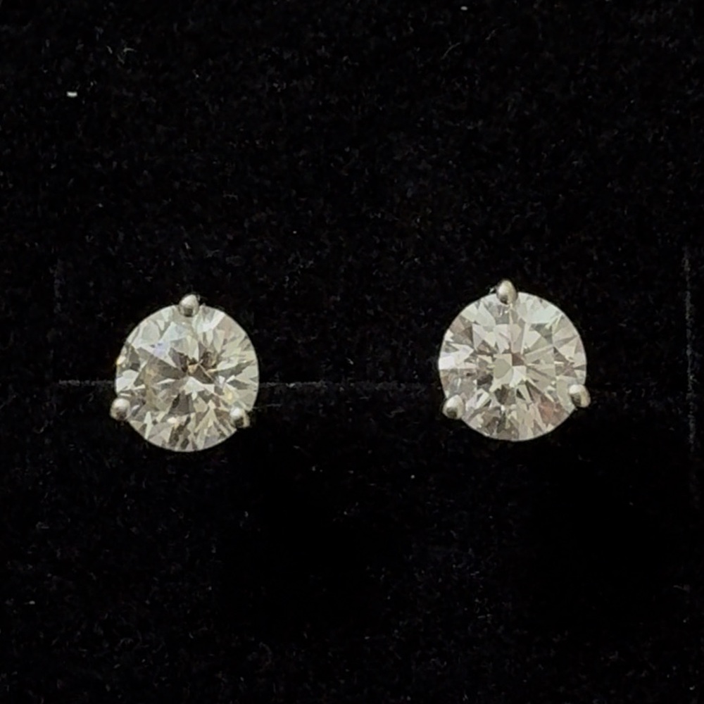 Diamond Stud Earrings in 14k White Gold 1.01CTS! SERIAL NUMBER & APPRAISAL